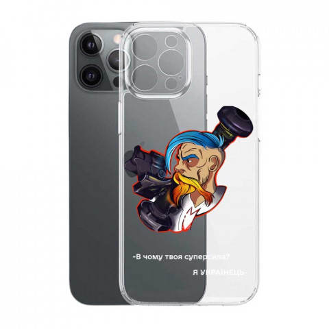 Патриотический чехол для iPhone 13 Pro с рисунком "Козак" Патриотический чехол для iPhone 13 Pro с рисунком "Козак"